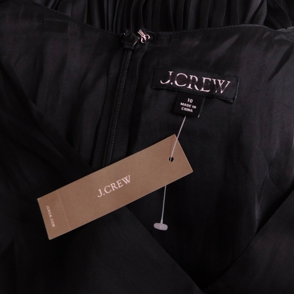 NWT!! J. CREW Pleated Tie Waist Dress Luster Georgette Solid Black Pleated 10 - Picture 13 of 16